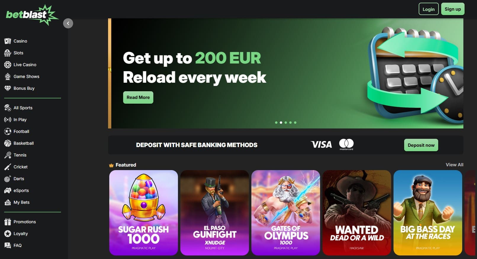 Bet Blast Homepage